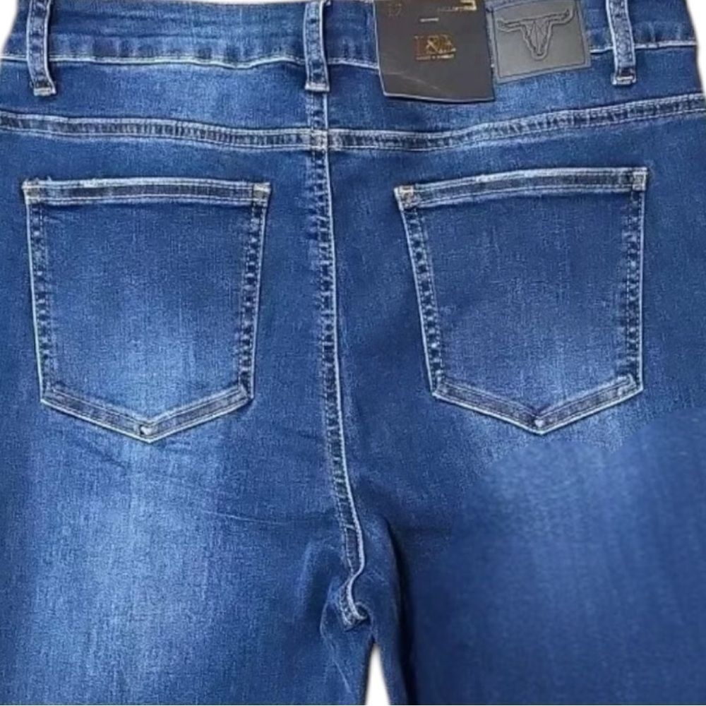 High Rise Button Fly Flare Jeans | Stretch Boutique Denim | Mid Wash | L&B | NWT - Picture 11 of 12